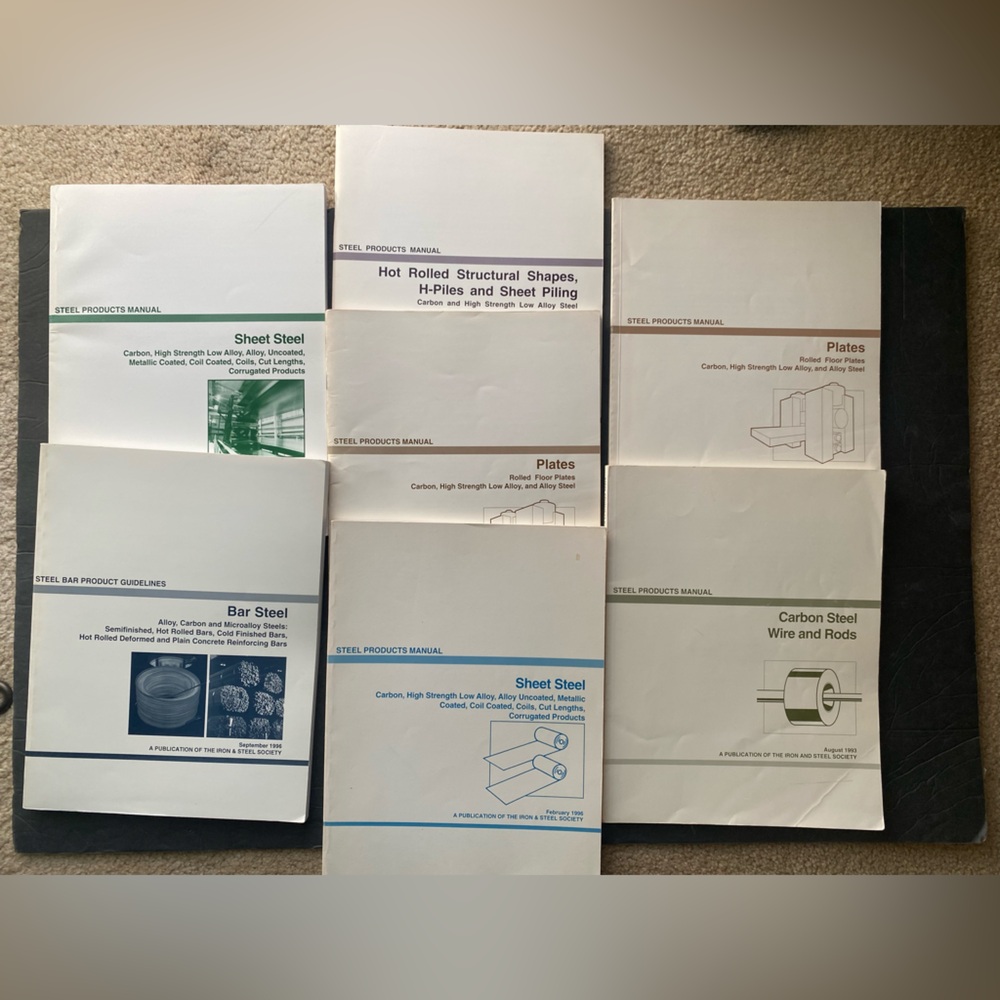 Lot of 7 Steel Society Product Manuals Vintage 90s paperback